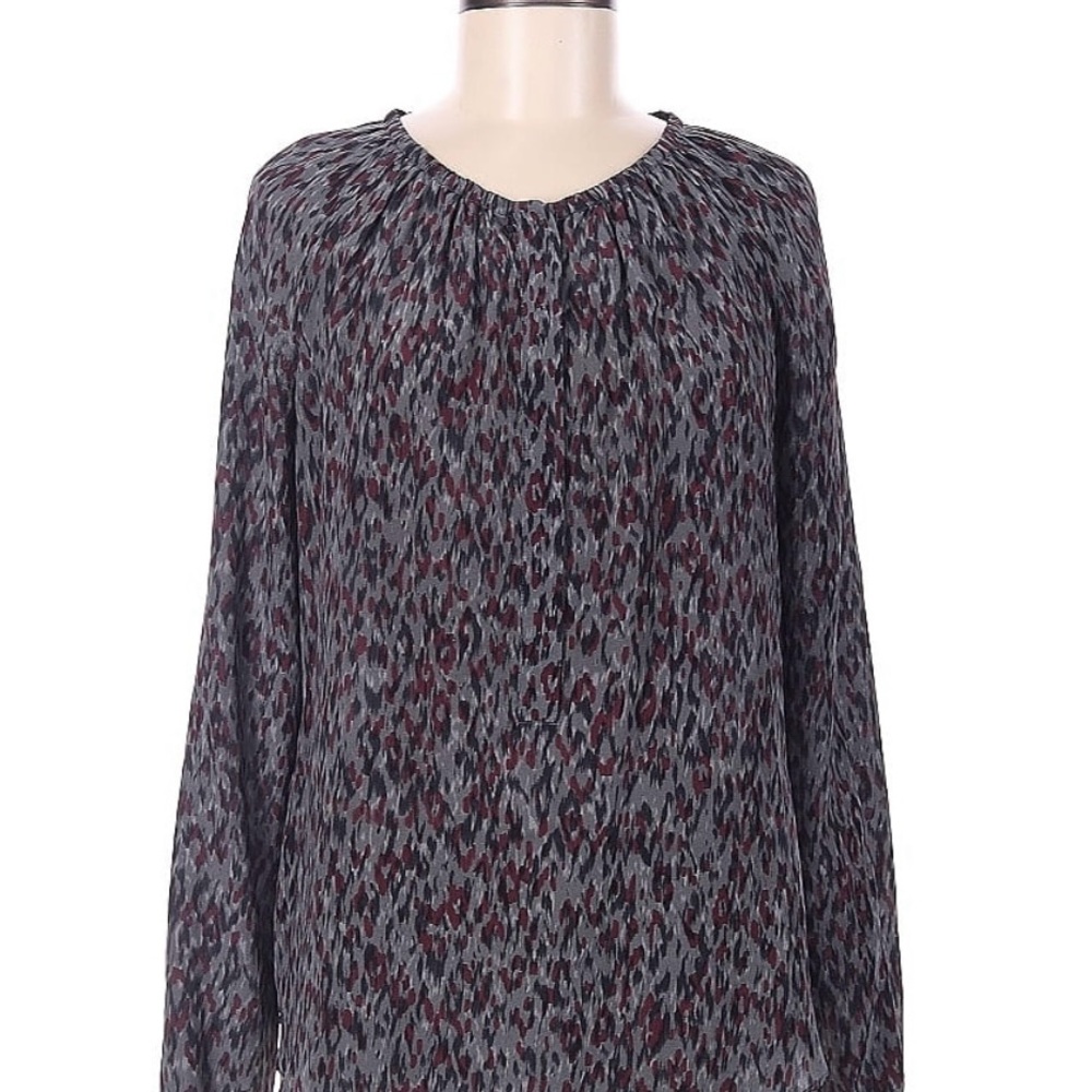 Comptoir Des Cotonniers Patterned Blouse in Gray and Burgundy